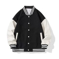 Black and White Color‑Block Varsity Jacket