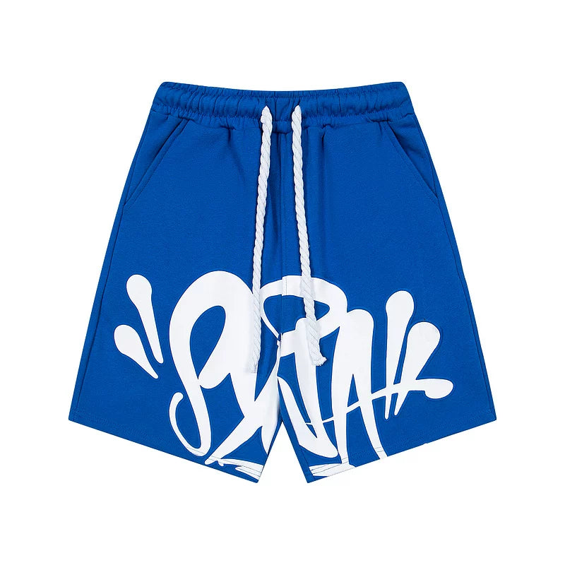 Synaworld Shorts, an American high street fashion brand, summer sports and leisure foam printed pure cotton five quarter shorts (4)
