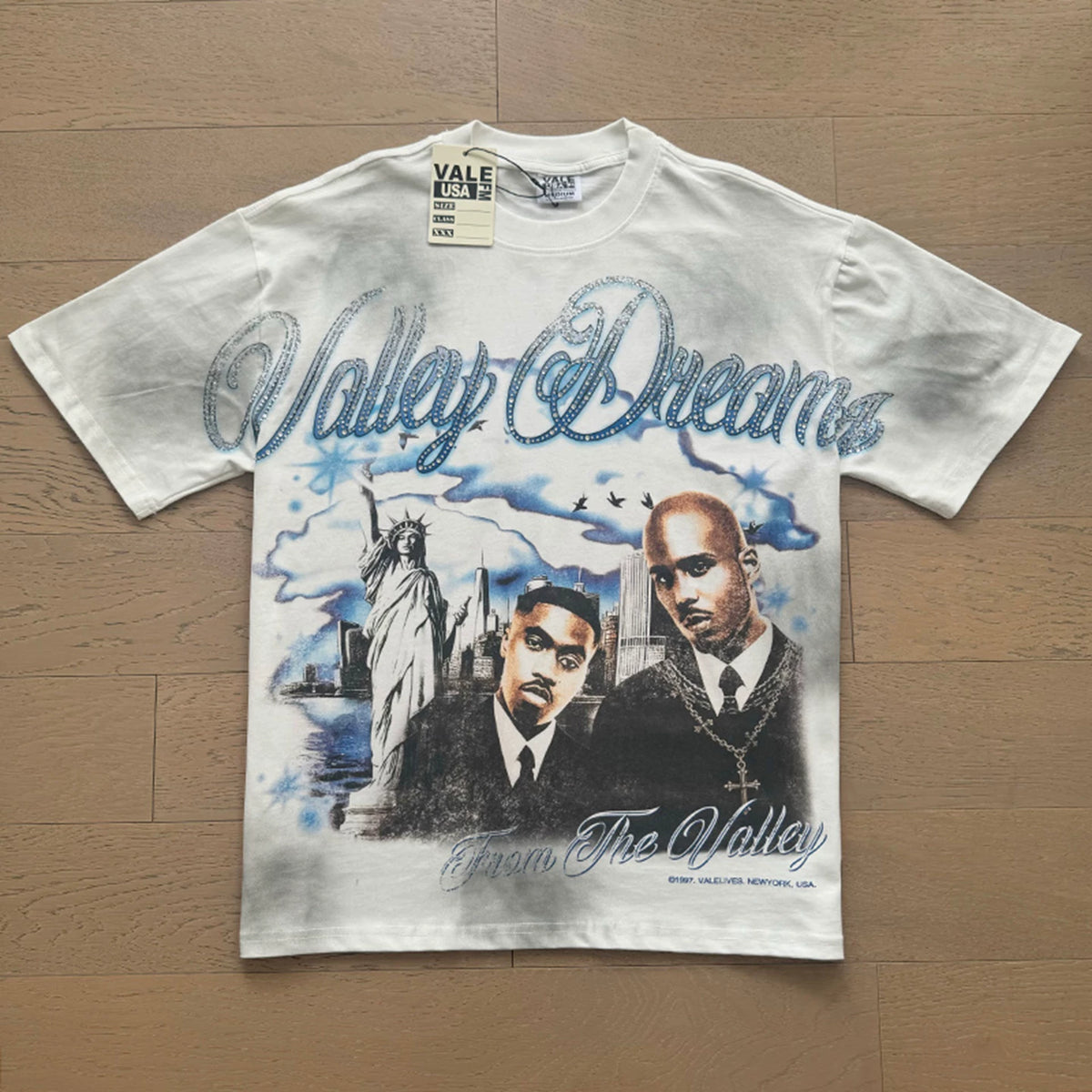 Vale Forever vintage European and American vintage washed pattern figure print high street casual versatile short sleeved T-shirt (37)