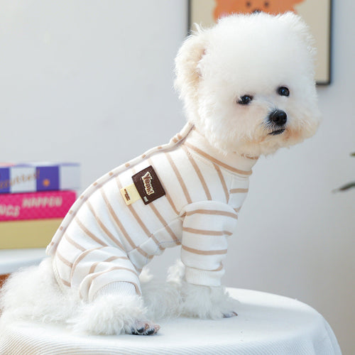 Casual Warm Striped Belly Protecting Dog Jumpsuits