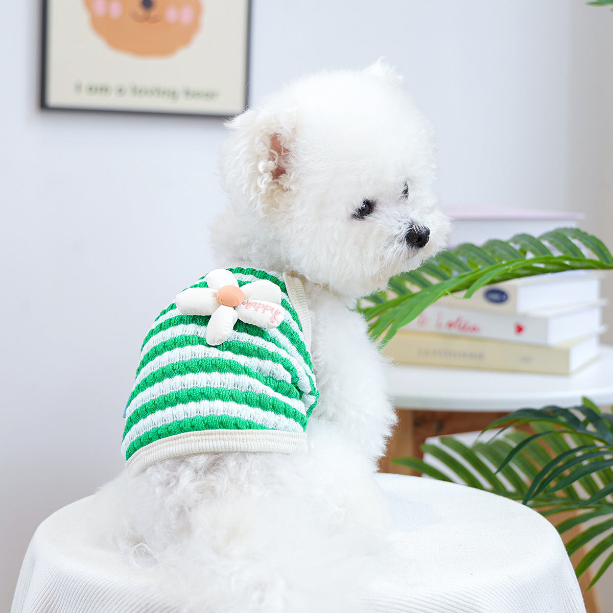 Breathable Striped Flower Decor Dog Cat Vest