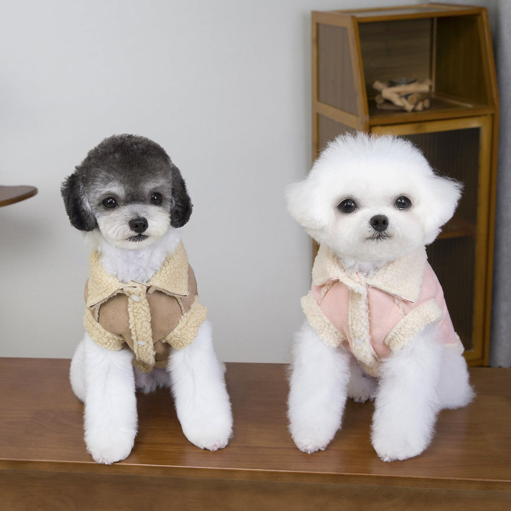 Faux Leather Puppy Decor Dog Harness Jacket