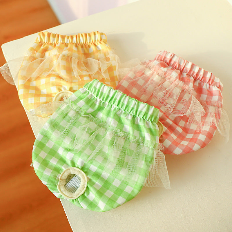 Washable Diaper Plaid Dog Cat Underwear