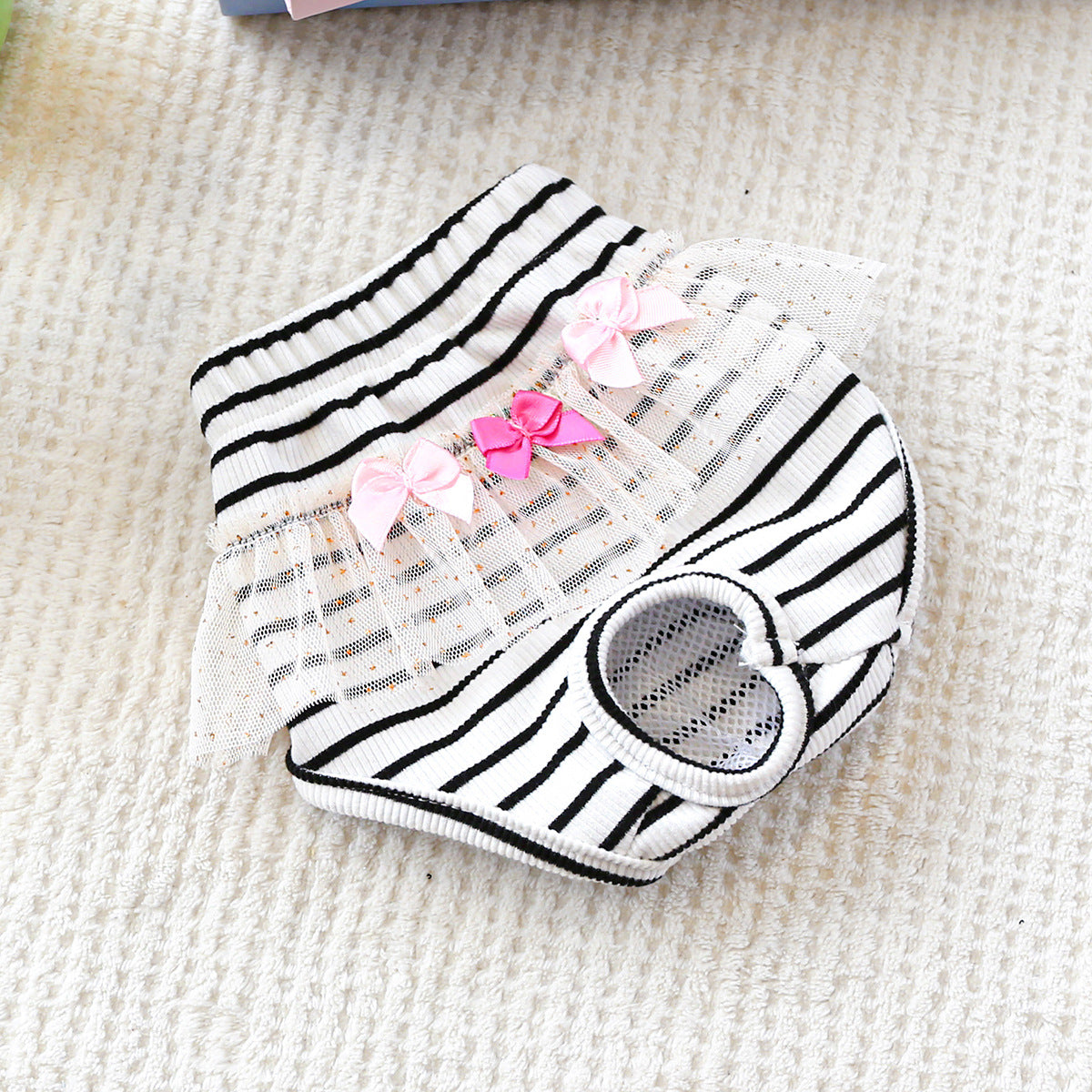 Washable Striped Bow Lace Dog Diaper Pants