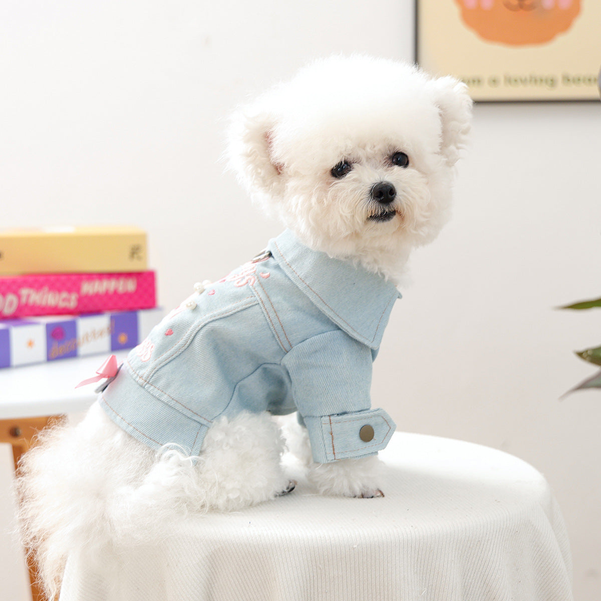 Sweet Lace-up Bow Heart Decor Dog Cat Jacket Dress
