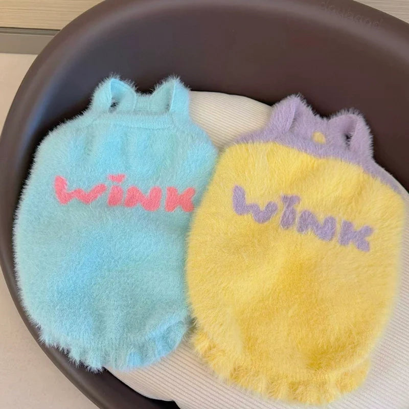 Wink Color Block Furry Strap Dog Cat Vest
