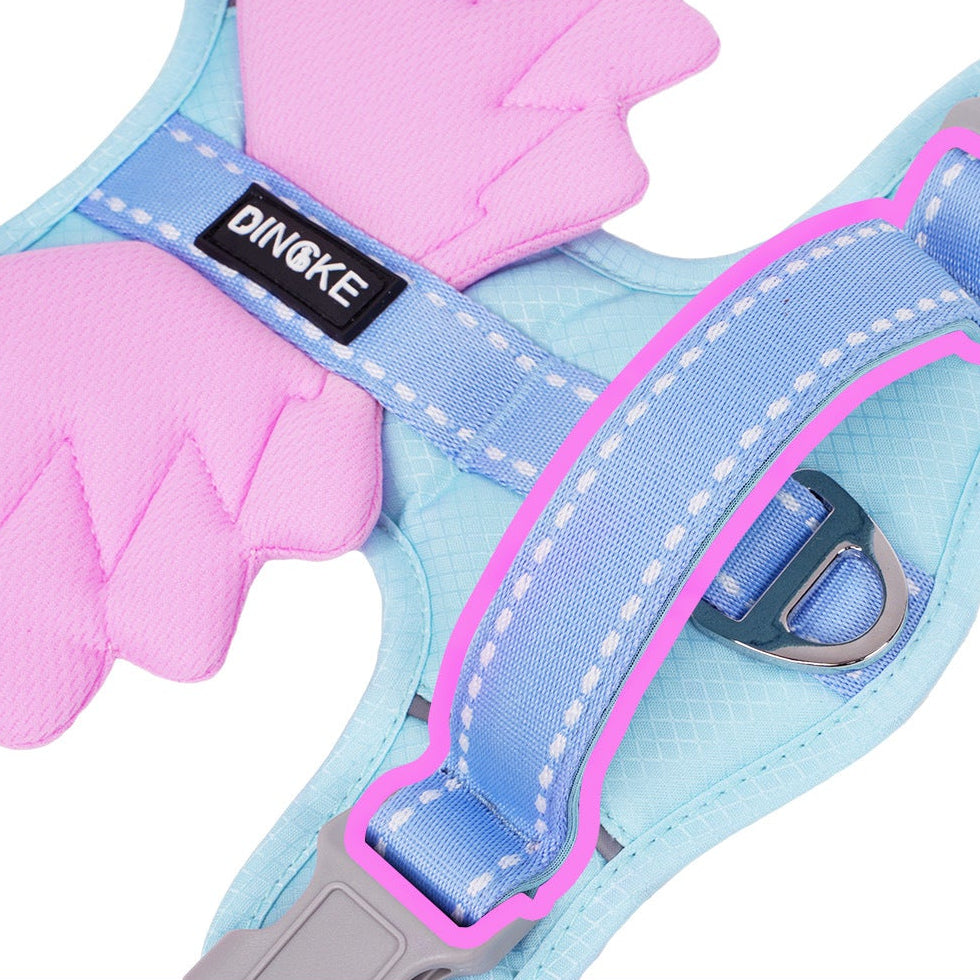 Color Block Wing Decor Dog Harness Leash