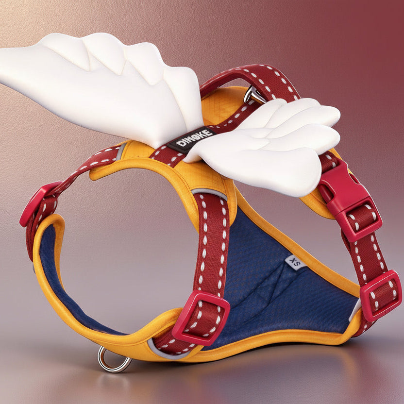 Color Block Wing Decor Dog Harness Leash