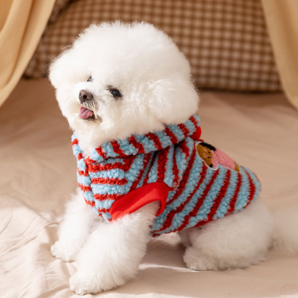 Fleece Striped Dachshund Dog Cat Harness Hoodie