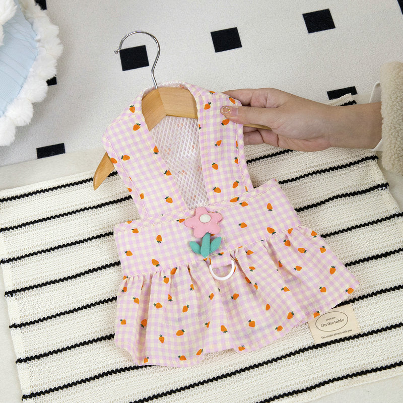 Flower Decor Carrot Dog Cat Dress Harness