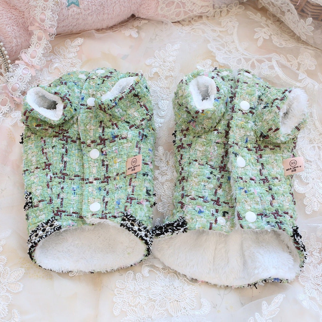Sweet Pearl Plaid Dog Cat Harness Dress Jacket