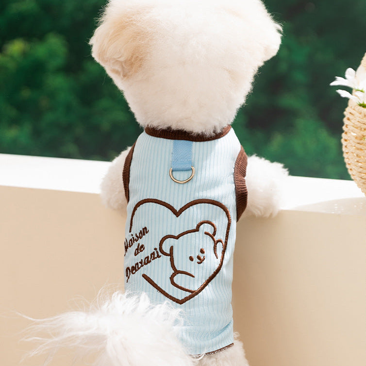 Color Block Bear Heart Dog Cat Vest