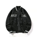 Black Multi‑Pocket Letter Embroidered Varsity Jacket