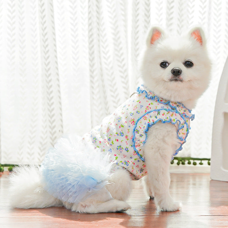 Floral Layered Dog Cat Harness Dress/Vest