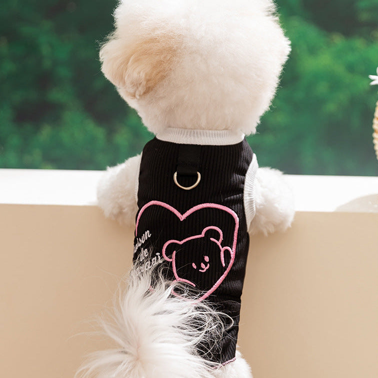 Color Block Bear Heart Dog Cat Vest