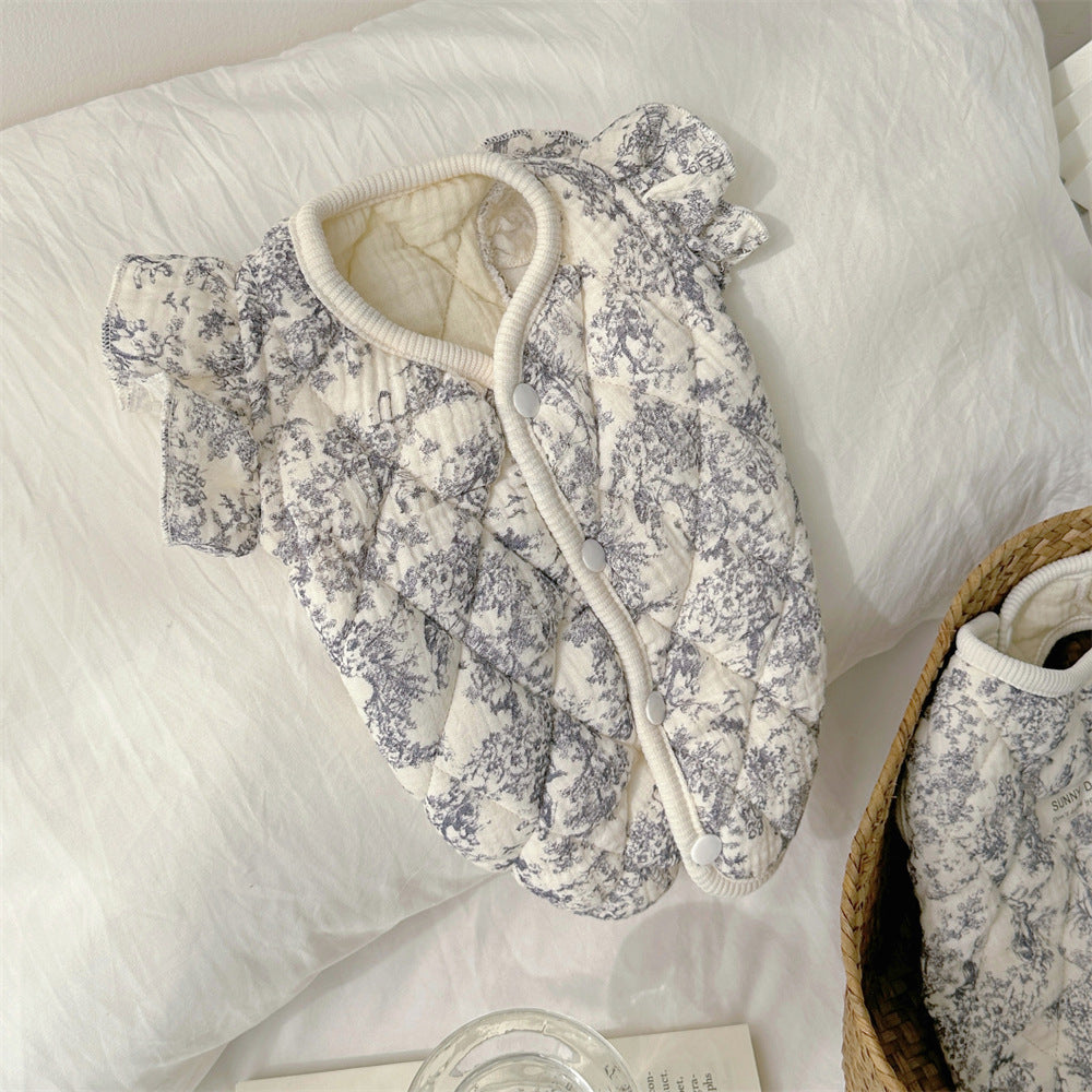 Fleece Romantic Floral Ruffled Dog Cat Jacket