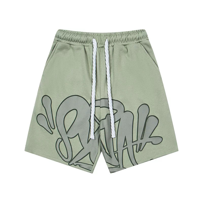 Synaworld Shorts, an American high street fashion brand, summer sports and leisure foam printed pure cotton five quarter shorts (6)