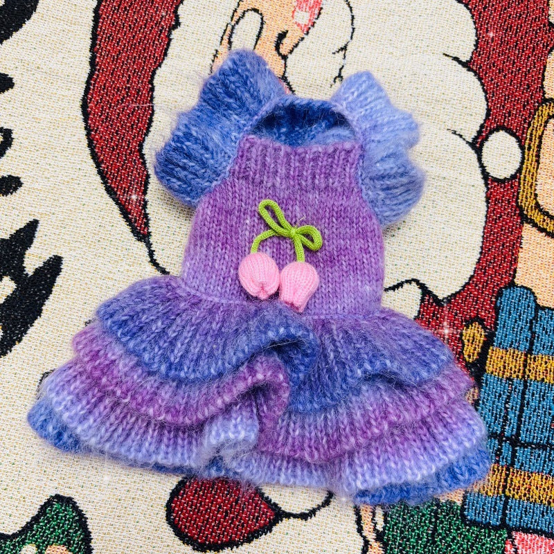 Tulip Decor Gradient Dog Cat Knitted Dress