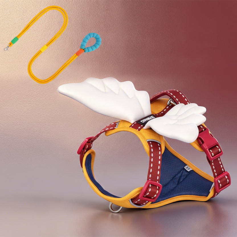 Color Block Wing Decor Dog Harness Leash