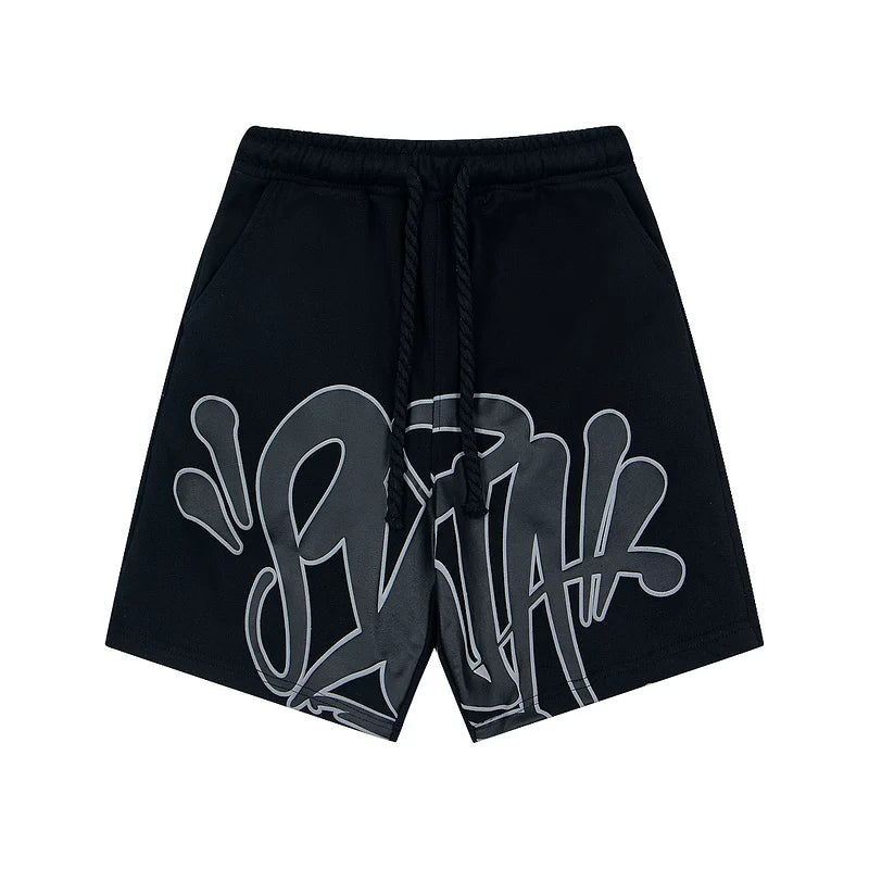 Synaworld Shorts, an American high street fashion brand, summer sports and leisure foam printed pure cotton five quarter shorts (1)