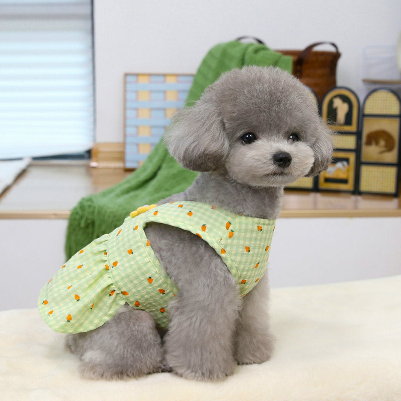 Flower Decor Carrot Dog Cat Dress Harness