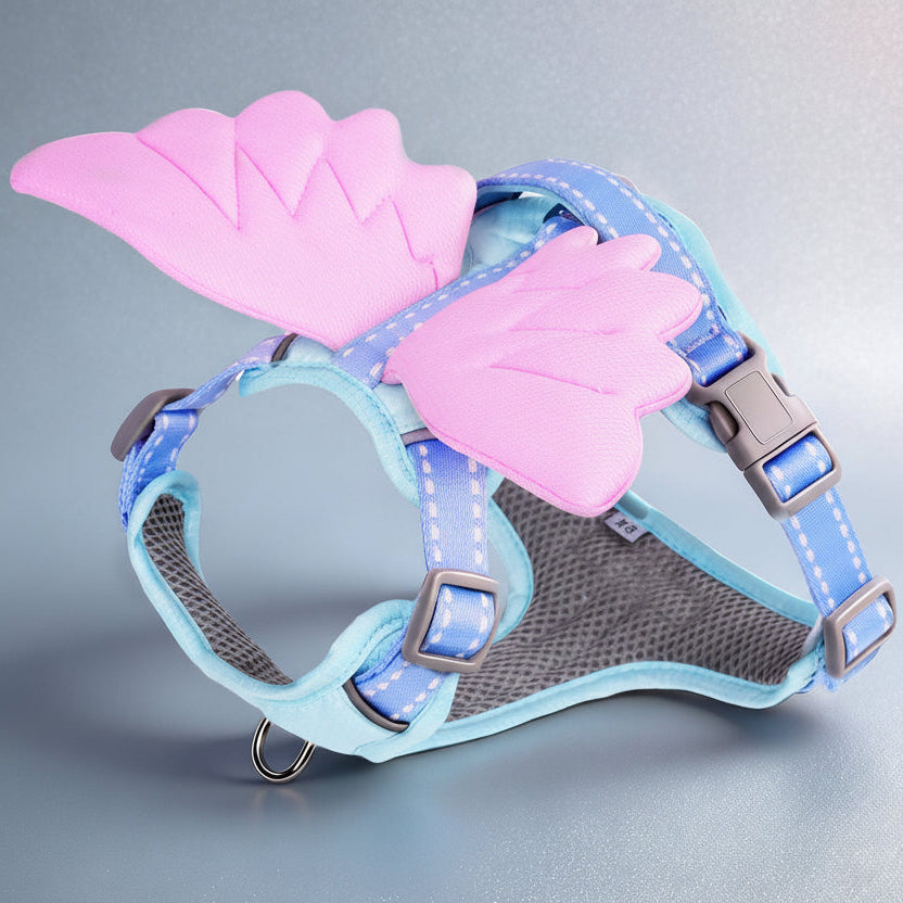 Color Block Wing Decor Dog Harness Leash