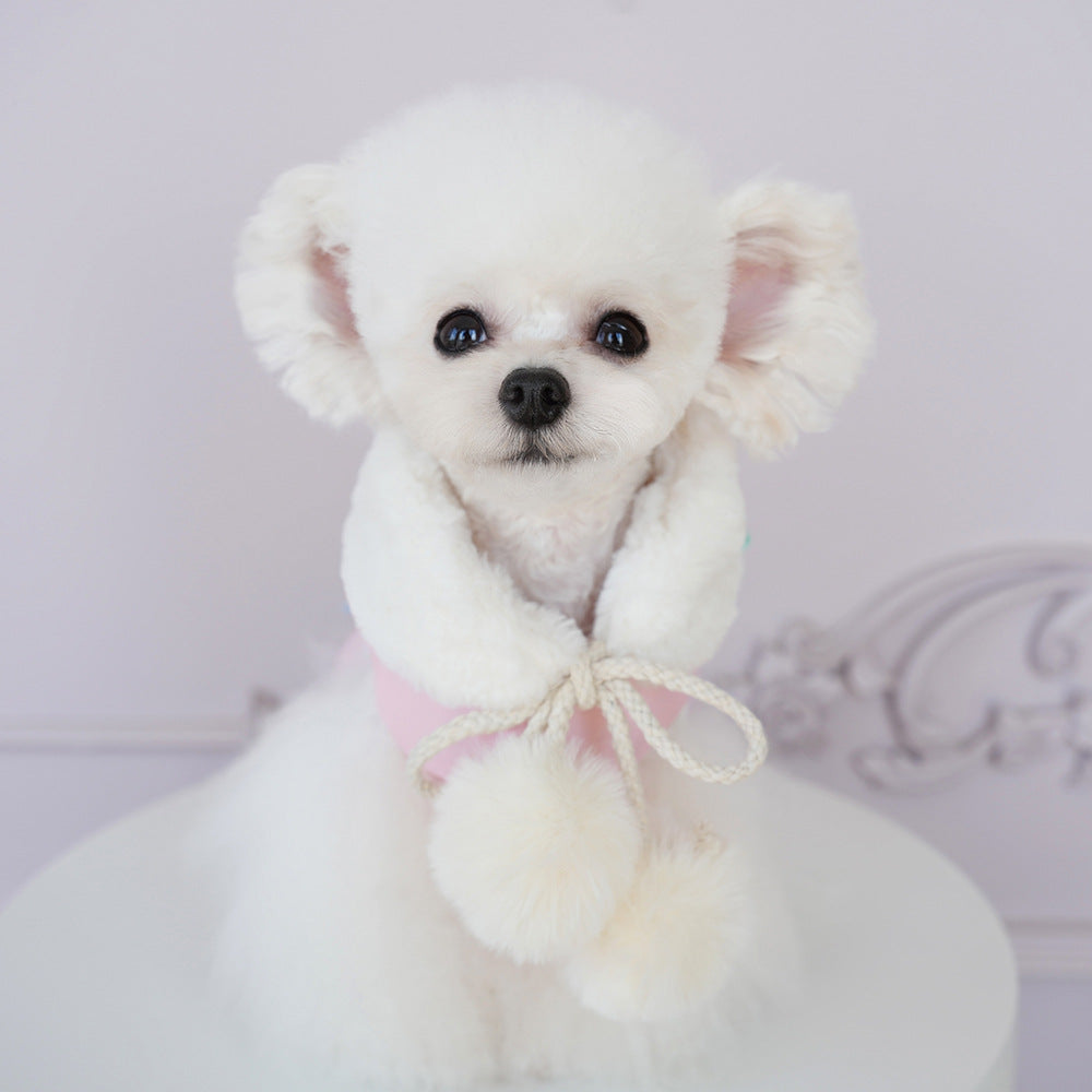 Fleece Removable Scarf Dog Cat Jacket