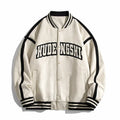 Khaki Letter Embroidered Varsity Jacket