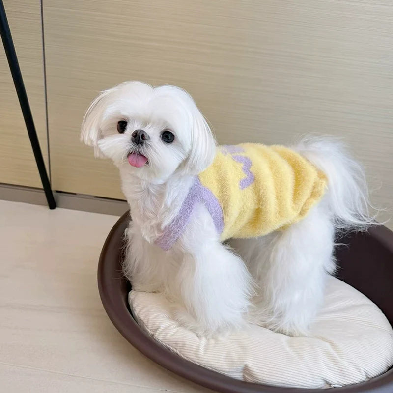 Wink Color Block Furry Strap Dog Cat Vest