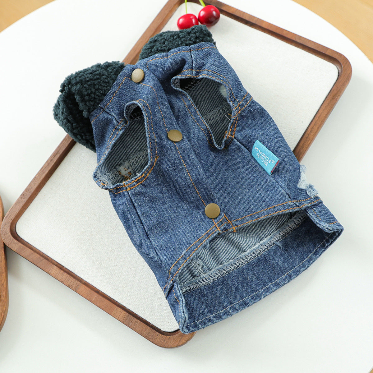 Knitted Hooded Denim Dog Cat Jacket