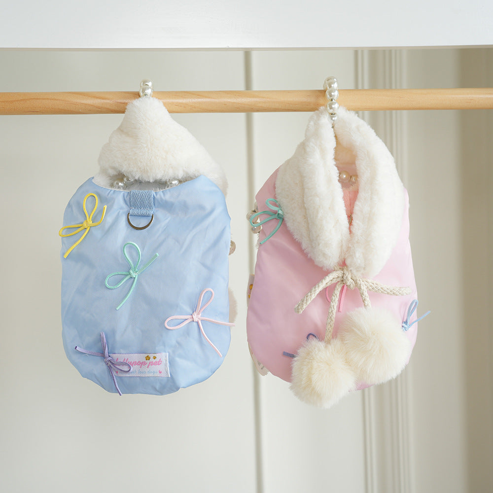 Fleece Removable Scarf Dog Cat Jacket