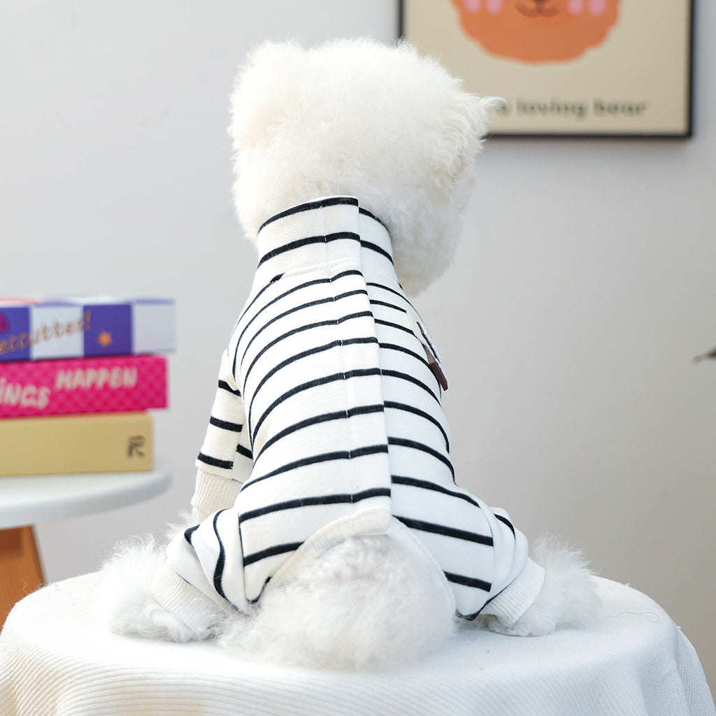Casual Warm Striped Belly Protecting Dog Jumpsuits