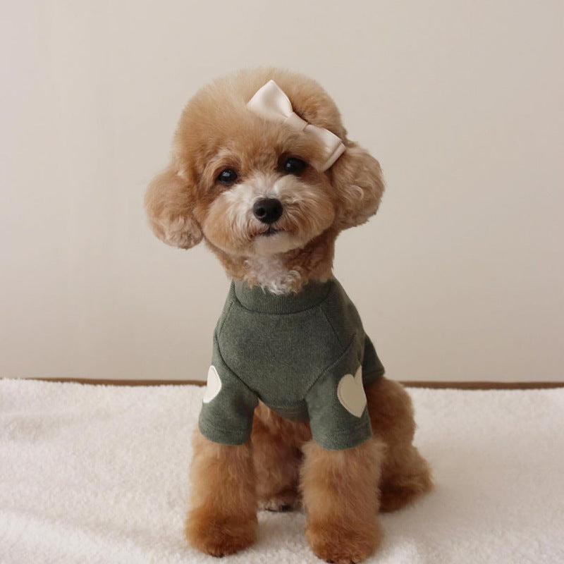 Fleece Heart Sleeve Decor Dog Cat Pullover