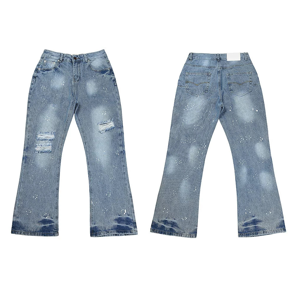 GALLERY DEPT JEANS High Street Retro Inkjet Graffiti Spring and Autumn Casual Straight Cowboy Pants Men (11)