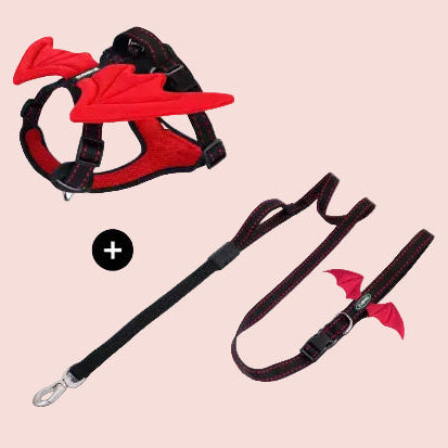 Color Block Wing Decor Dog Harness Leash