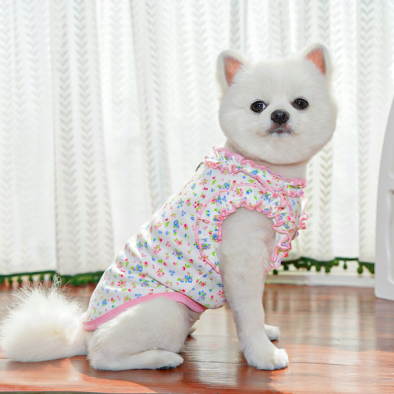 Floral Layered Dog Cat Harness Dress/Vest