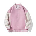 Pink Color‑Block Varsity Jacket