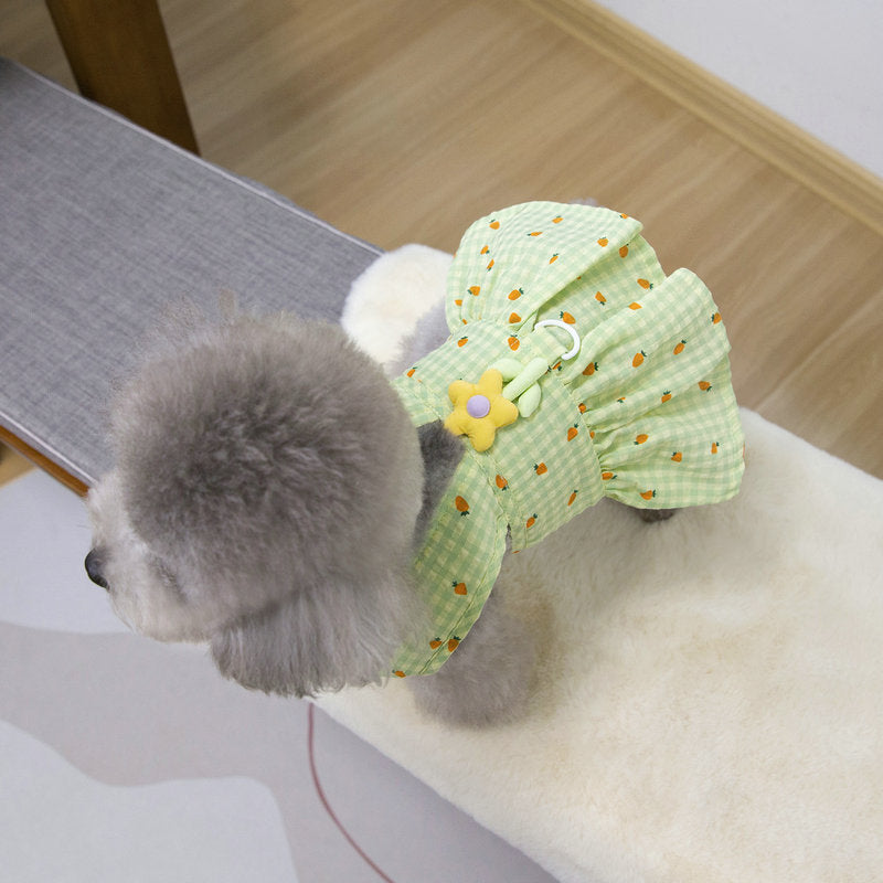 Flower Decor Carrot Dog Cat Dress Harness