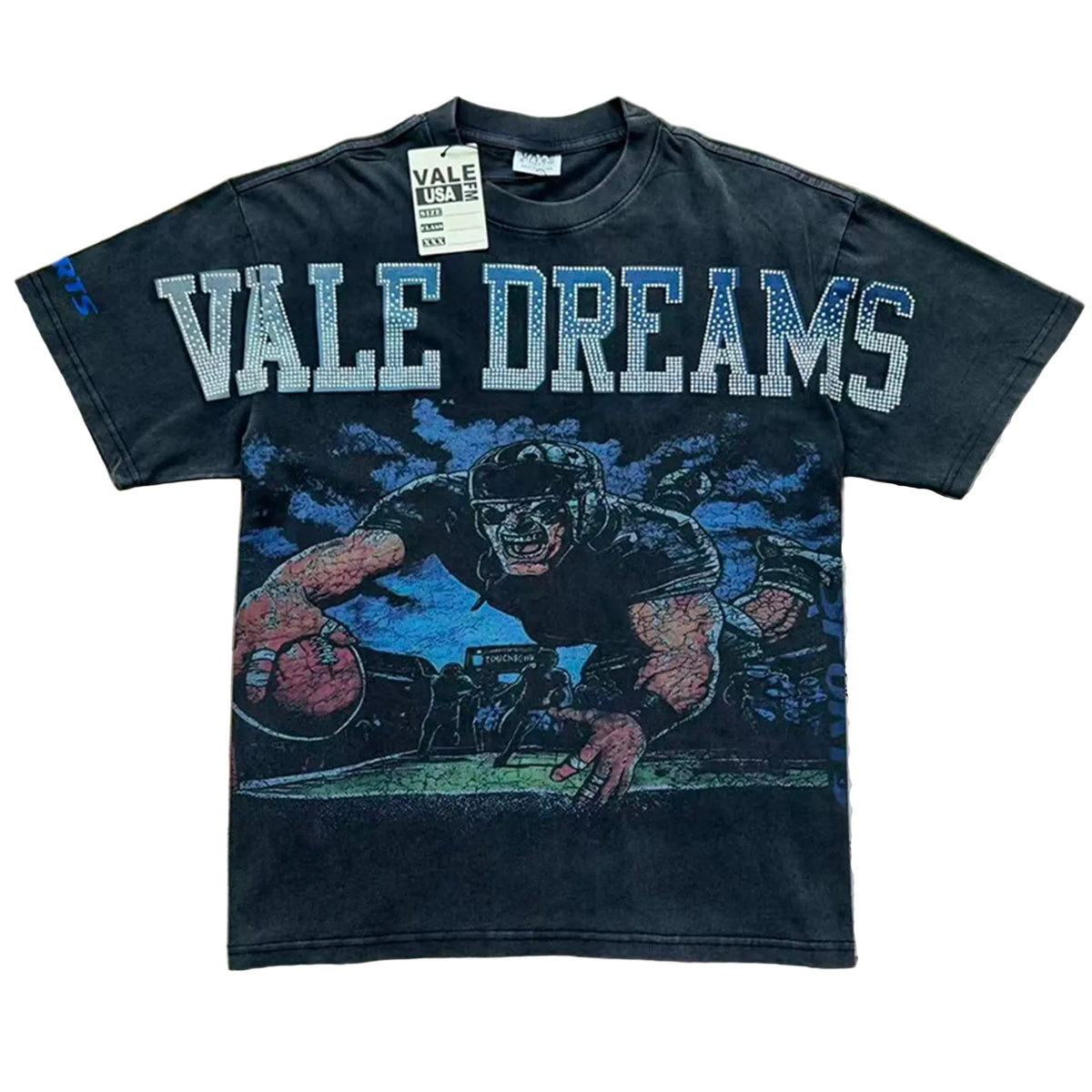Vale Forever vintage European and American vintage washed pattern figure print high street casual versatile short sleeved T-shirt (44)