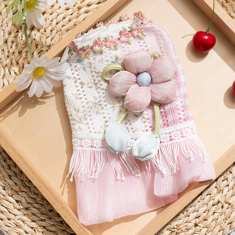 Flower Decor Hollowed Lace Dog Cat Dress