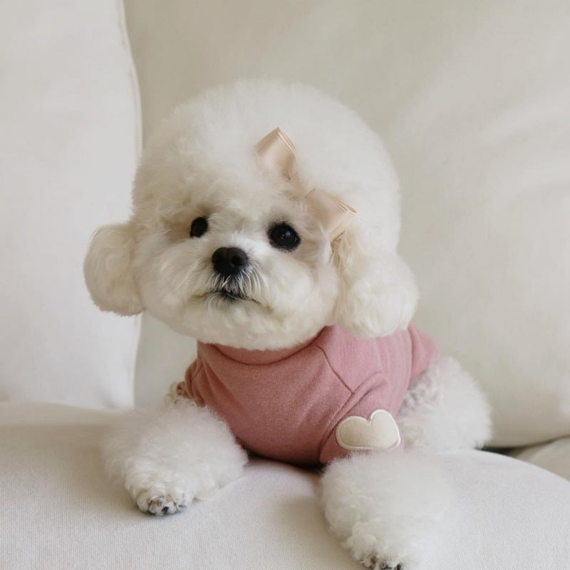 Fleece Heart Sleeve Decor Dog Cat Pullover