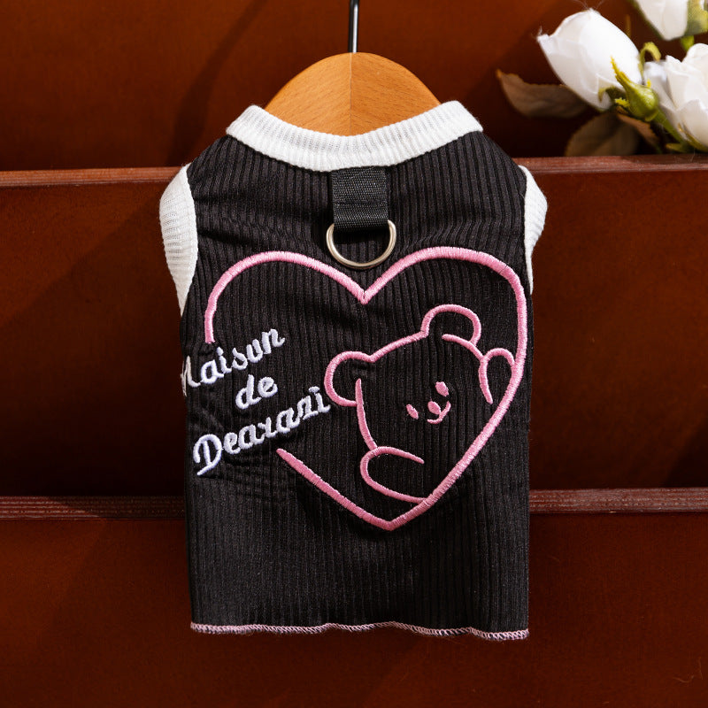 Color Block Bear Heart Dog Cat Vest