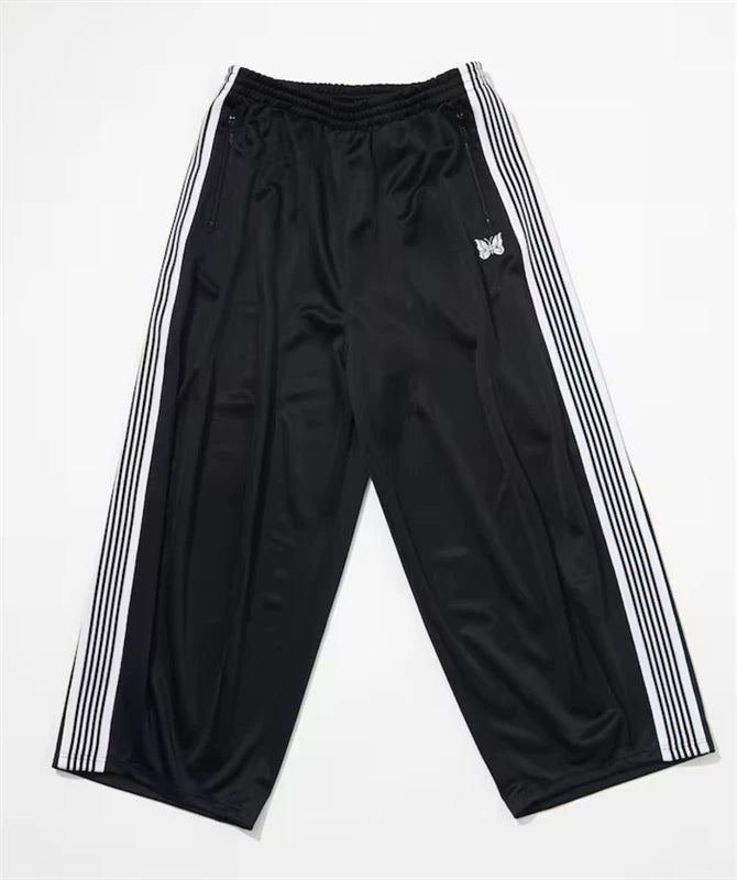 Needles butterfly embroidered bloomers European, American and Japanese fashion brand sports and casual wide version striped wide-leg straight pants (1)