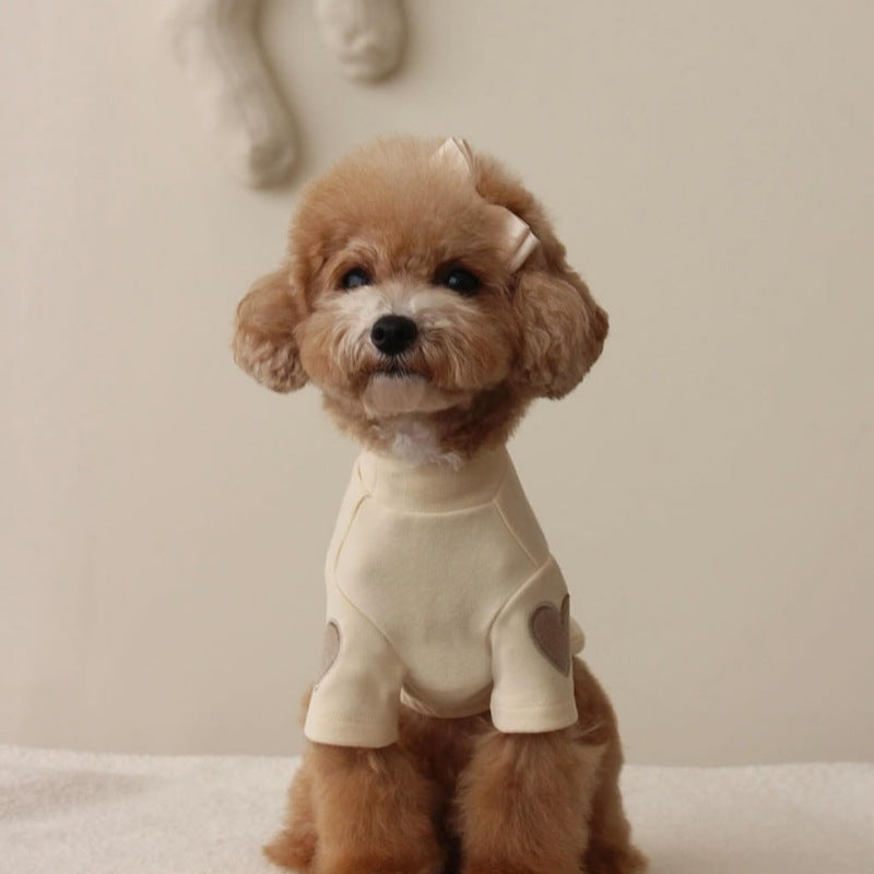 Fleece Heart Sleeve Decor Dog Cat Pullover