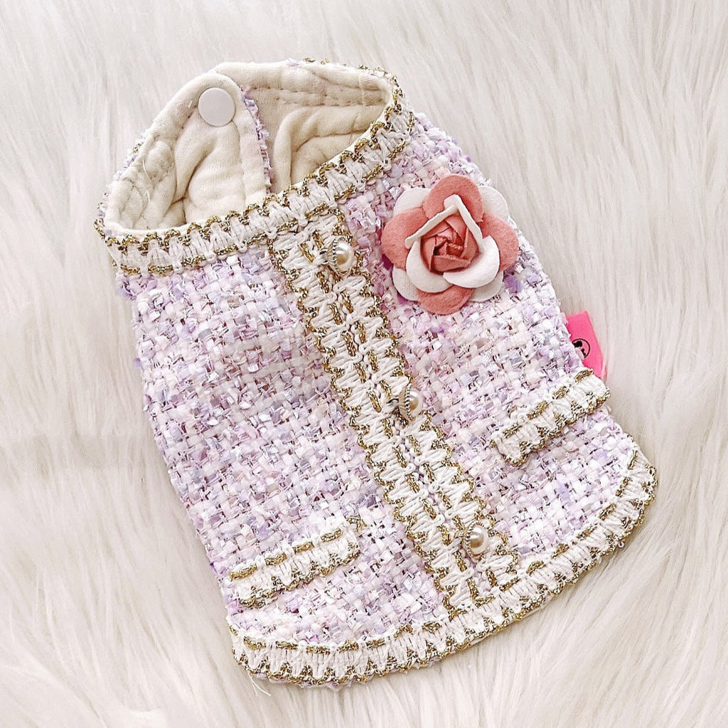 Elegant Style Flower Pearl Dog Cat Jacket