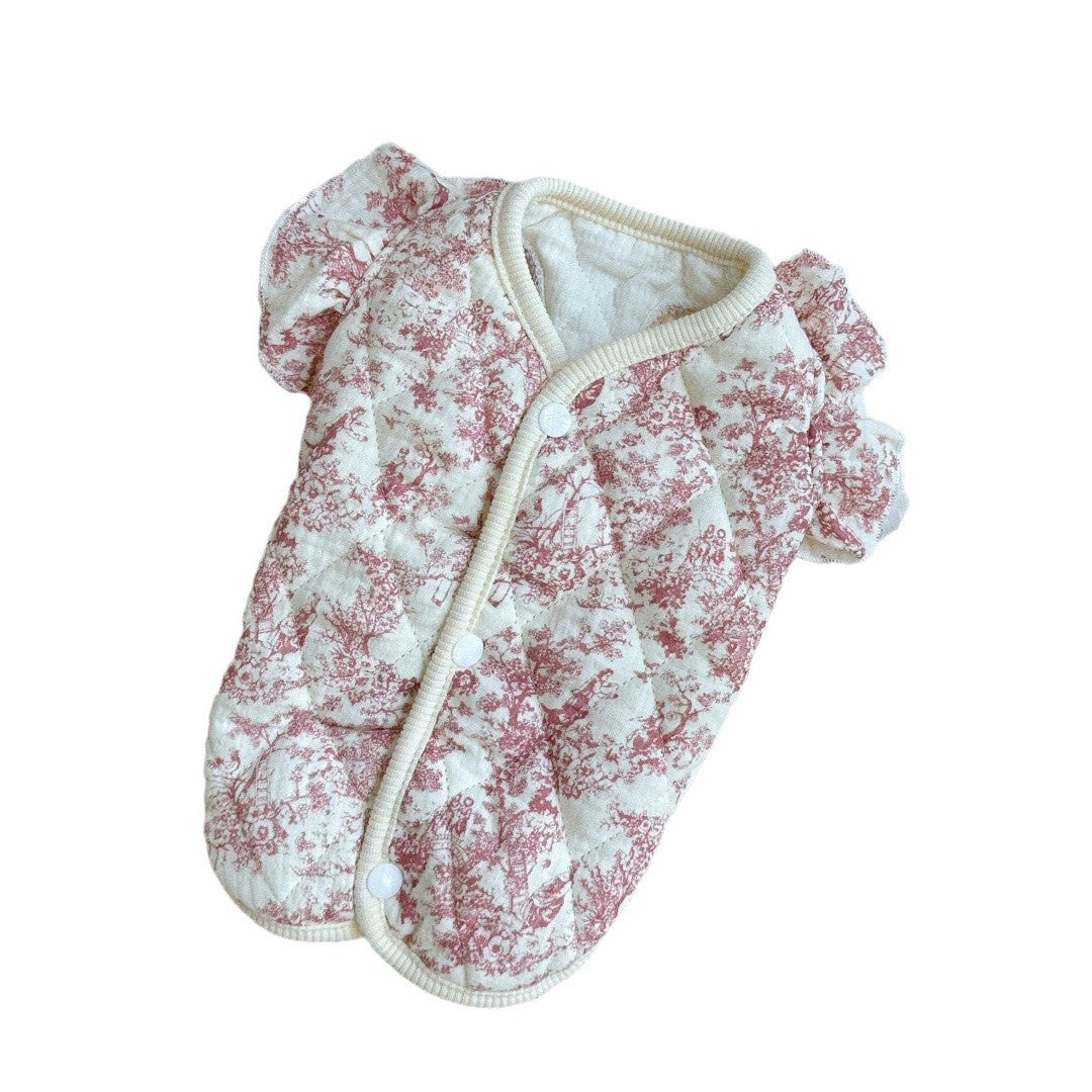 Fleece Romantic Floral Ruffled Dog Cat Jacket