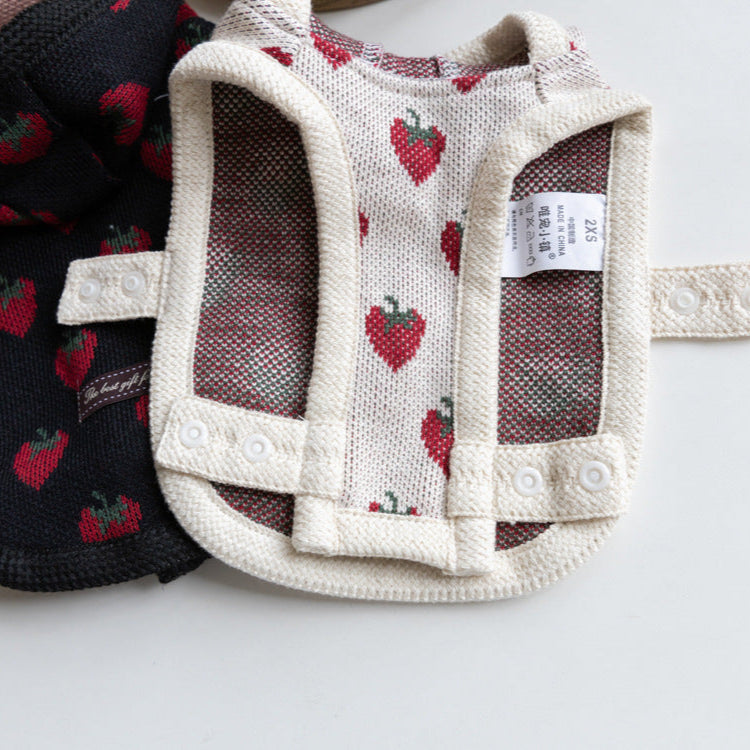Strawberry Printed Hooded Dog Cat Cape