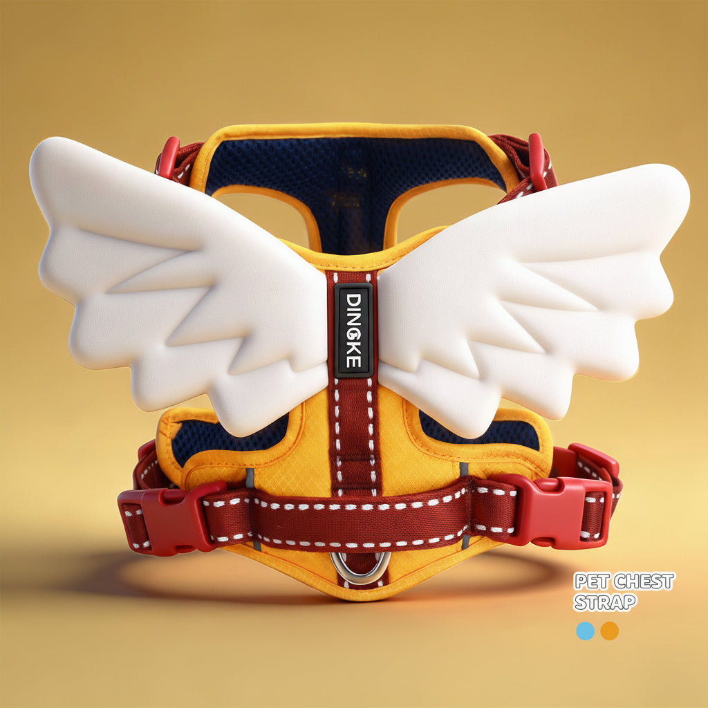 Color Block Wing Decor Dog Harness Leash