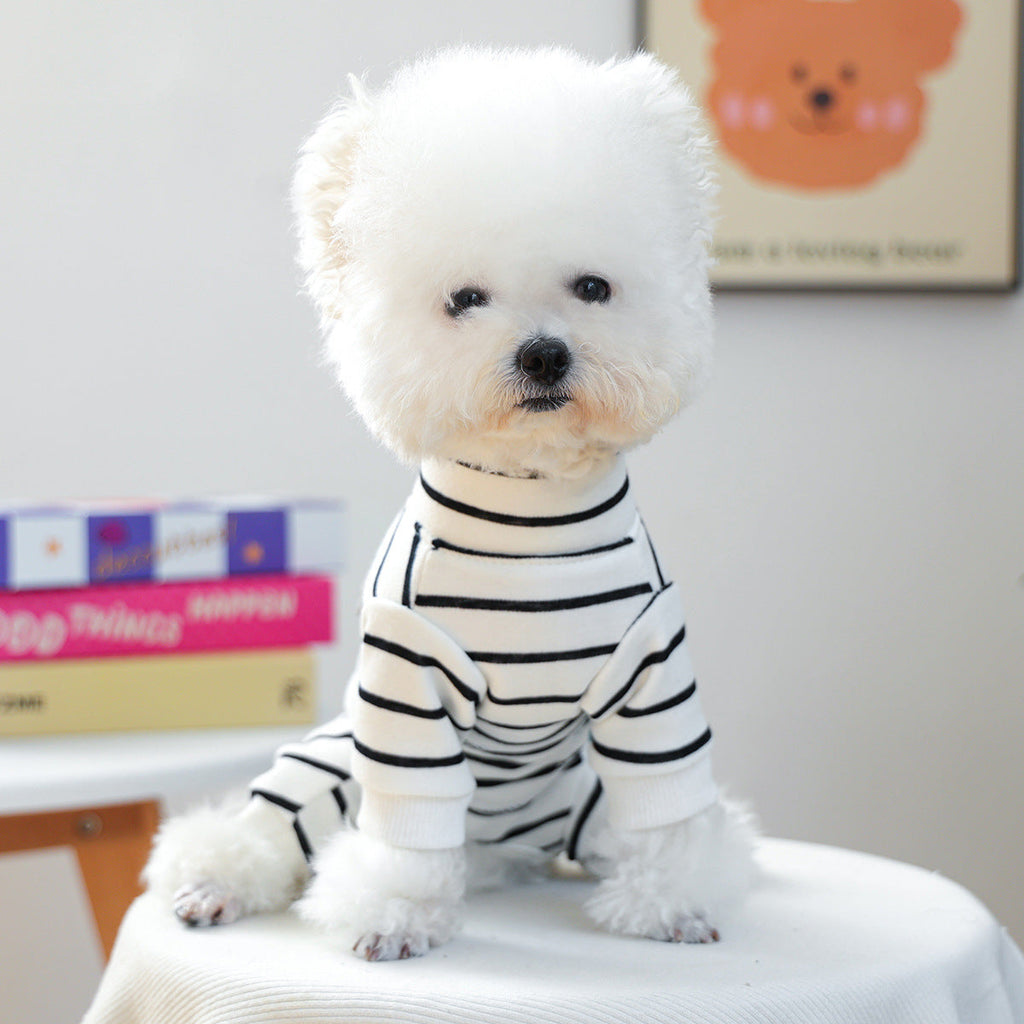 Casual Warm Striped Belly Protecting Dog Jumpsuits