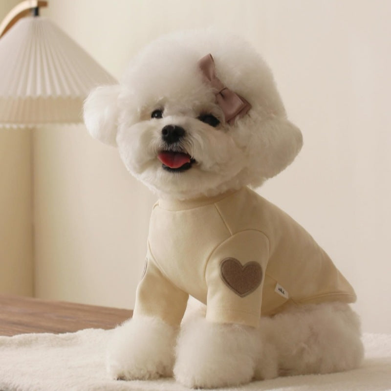 Fleece Heart Sleeve Decor Dog Cat Pullover